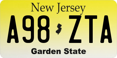 NJ license plate A98ZTA
