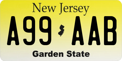 NJ license plate A99AAB