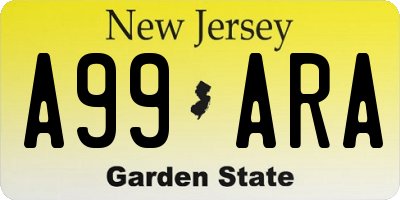 NJ license plate A99ARA
