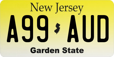 NJ license plate A99AUD