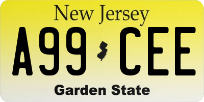 NJ license plate A99CEE