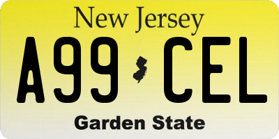 NJ license plate A99CEL