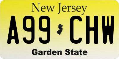 NJ license plate A99CHW