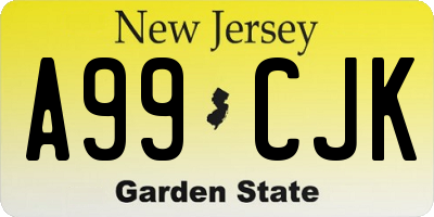 NJ license plate A99CJK