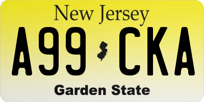 NJ license plate A99CKA