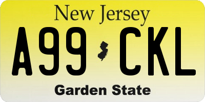 NJ license plate A99CKL