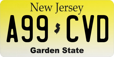 NJ license plate A99CVD