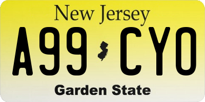NJ license plate A99CYO