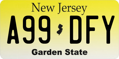 NJ license plate A99DFY