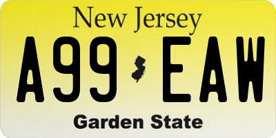 NJ license plate A99EAW