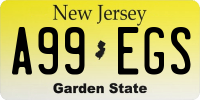NJ license plate A99EGS