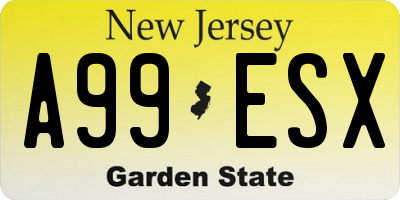 NJ license plate A99ESX