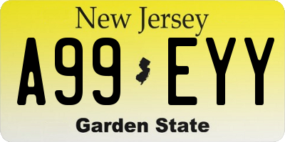 NJ license plate A99EYY