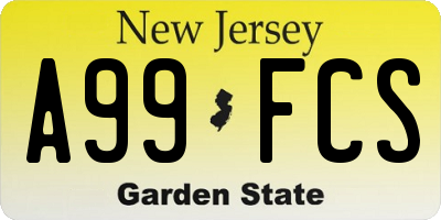 NJ license plate A99FCS