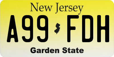 NJ license plate A99FDH