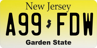 NJ license plate A99FDW