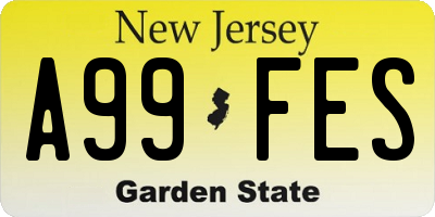 NJ license plate A99FES