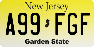 NJ license plate A99FGF