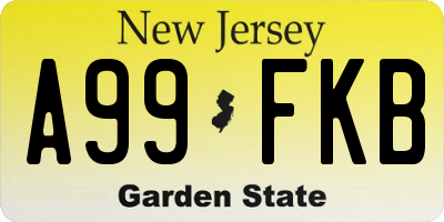 NJ license plate A99FKB