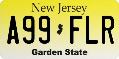 NJ license plate A99FLR