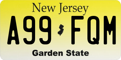 NJ license plate A99FQM