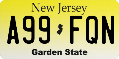 NJ license plate A99FQN