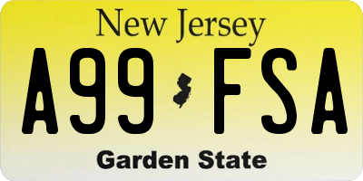 NJ license plate A99FSA