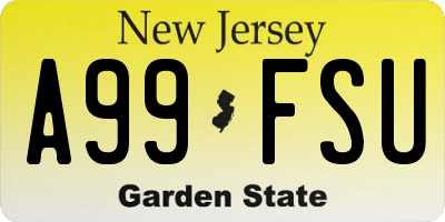 NJ license plate A99FSU
