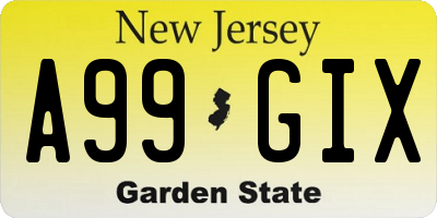 NJ license plate A99GIX