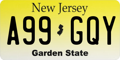 NJ license plate A99GQY