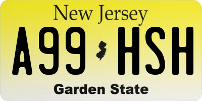 NJ license plate A99HSH