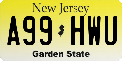 NJ license plate A99HWU