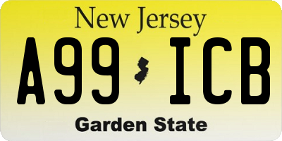 NJ license plate A99ICB