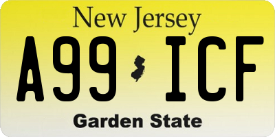 NJ license plate A99ICF