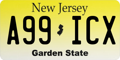 NJ license plate A99ICX