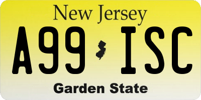 NJ license plate A99ISC