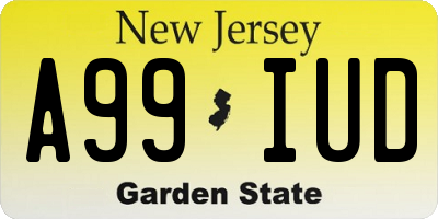 NJ license plate A99IUD