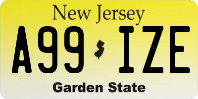 NJ license plate A99IZE