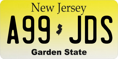 NJ license plate A99JDS