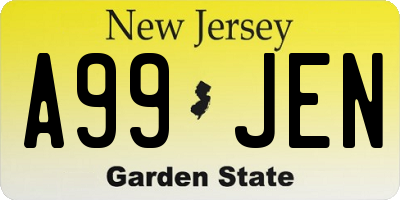 NJ license plate A99JEN