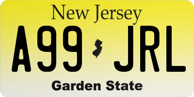 NJ license plate A99JRL