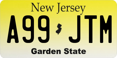 NJ license plate A99JTM