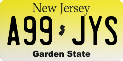NJ license plate A99JYS