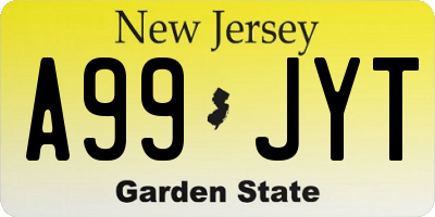 NJ license plate A99JYT