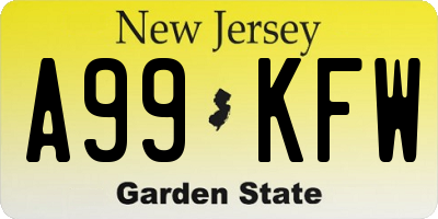 NJ license plate A99KFW