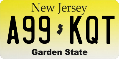 NJ license plate A99KQT