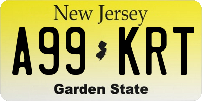 NJ license plate A99KRT