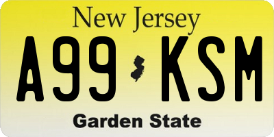 NJ license plate A99KSM