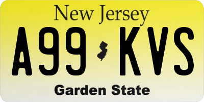 NJ license plate A99KVS