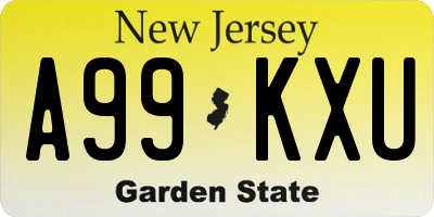 NJ license plate A99KXU